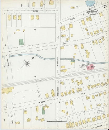 Sanborn Fire Insurance Map from Englewood, Bergen County, New Jersey (1902), Sheet #0007 - Complete Map Set gallery image, historic Sanborn map, vintage wall art, New Jersey New Jersey