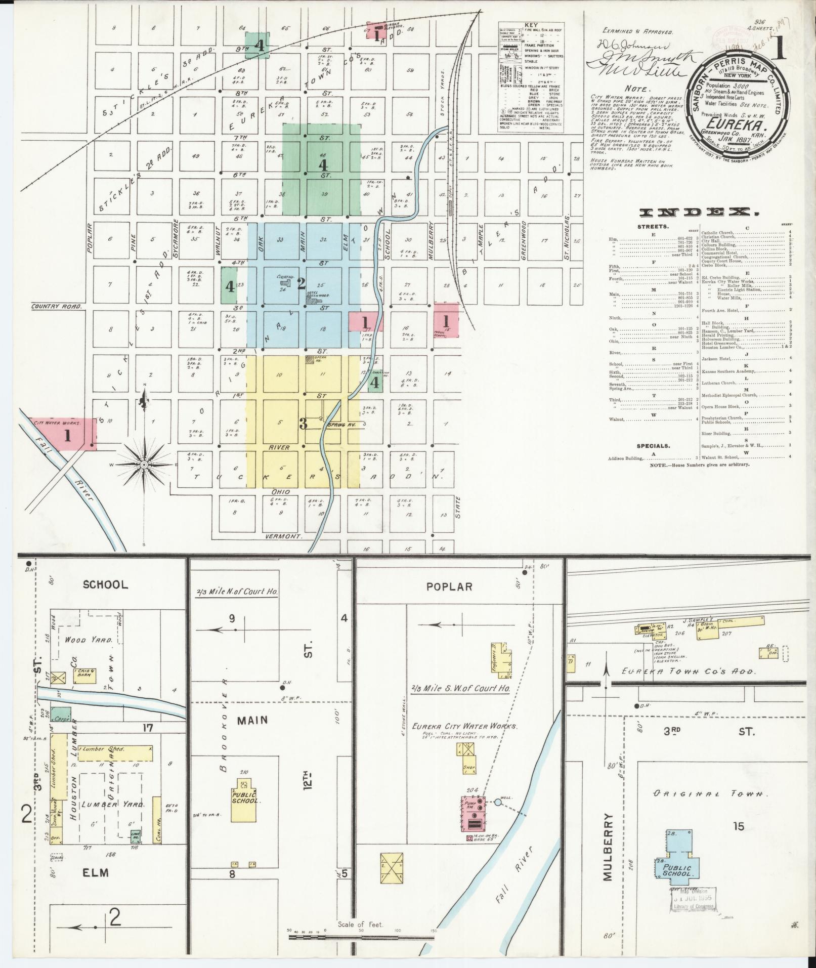 Sanborn Fire Insurance Map from Eureka, Greenwood County, Kansas. (1897) – Historic Sanborn Fire Insurance Map Print