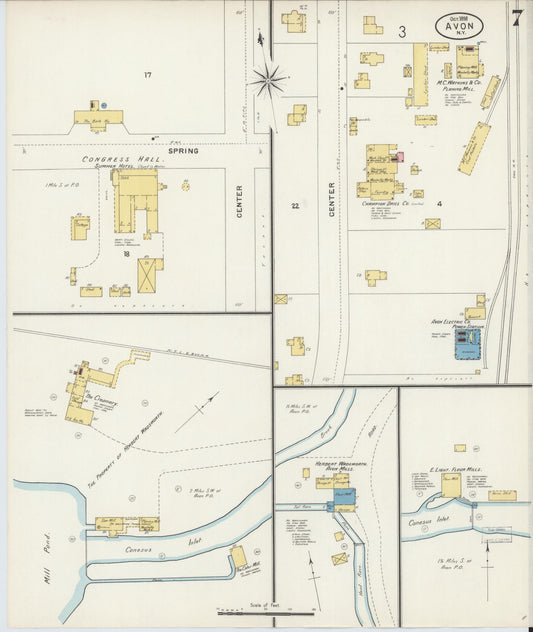 Sanborn Fire Insurance Map from Avon, Livingston County, New York (1898), Sheet #0007 - Historic Sanborn Fire Insurance Map Print, vintage old map wall art, antique decor, genealogy gift, New York New York map