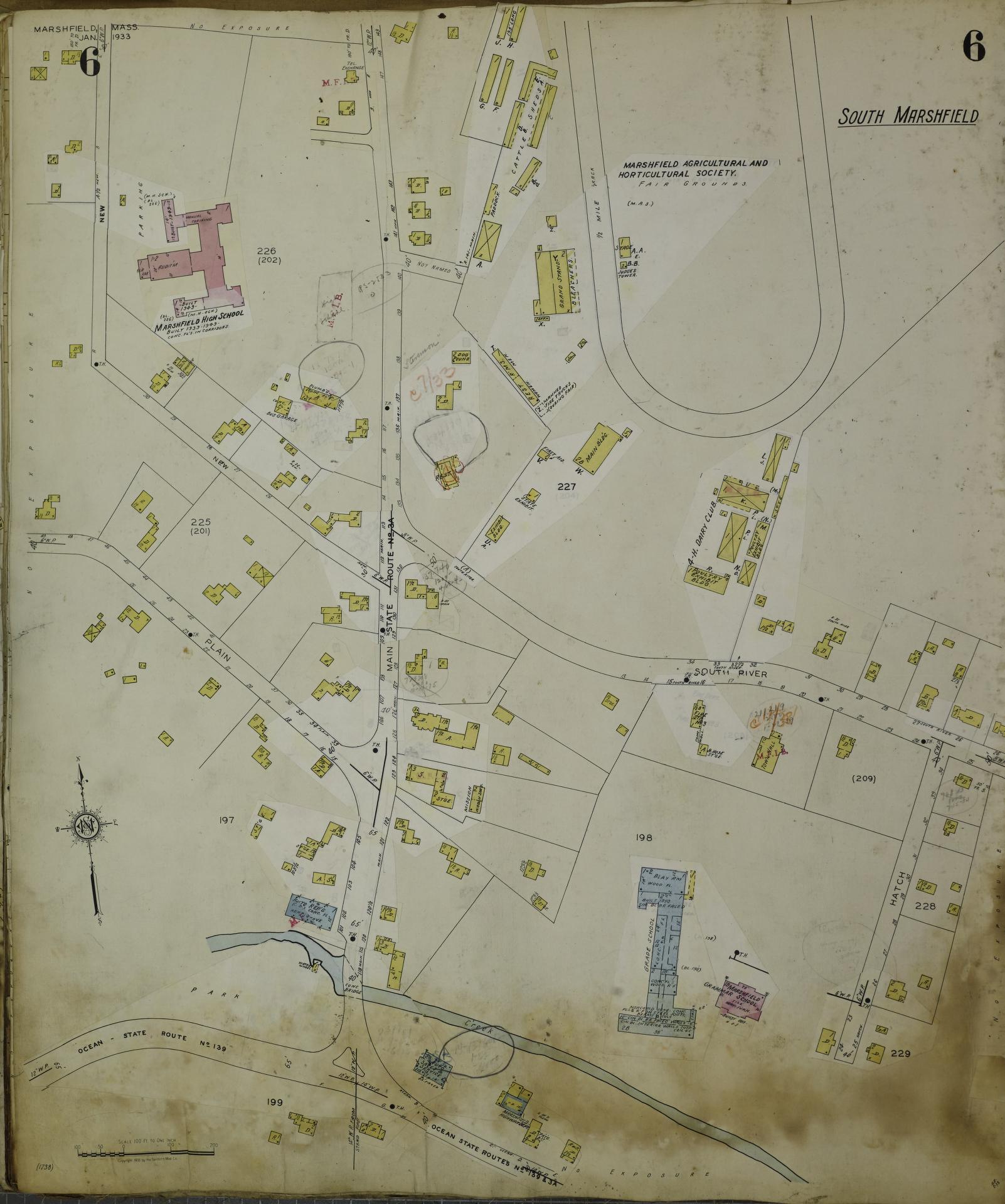 Sanborn Fire Insurance Map from Marshfield, Plymouth County, Massachusetts (1954), Sheet #0006 - Complete Map Set gallery image, historic Sanborn map, vintage wall art, Massachusetts Massachusetts