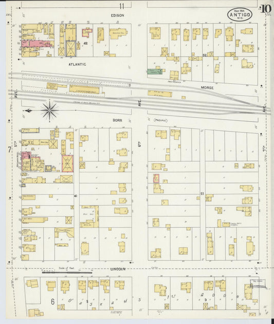 Sanborn Fire Insurance Map from Antigo, Langlade County, Wisconsin (1904), Sheet #0010 - Historic Sanborn Fire Insurance Map Print, vintage old map wall art, antique decor, genealogy gift, Wisconsin Wisconsin map