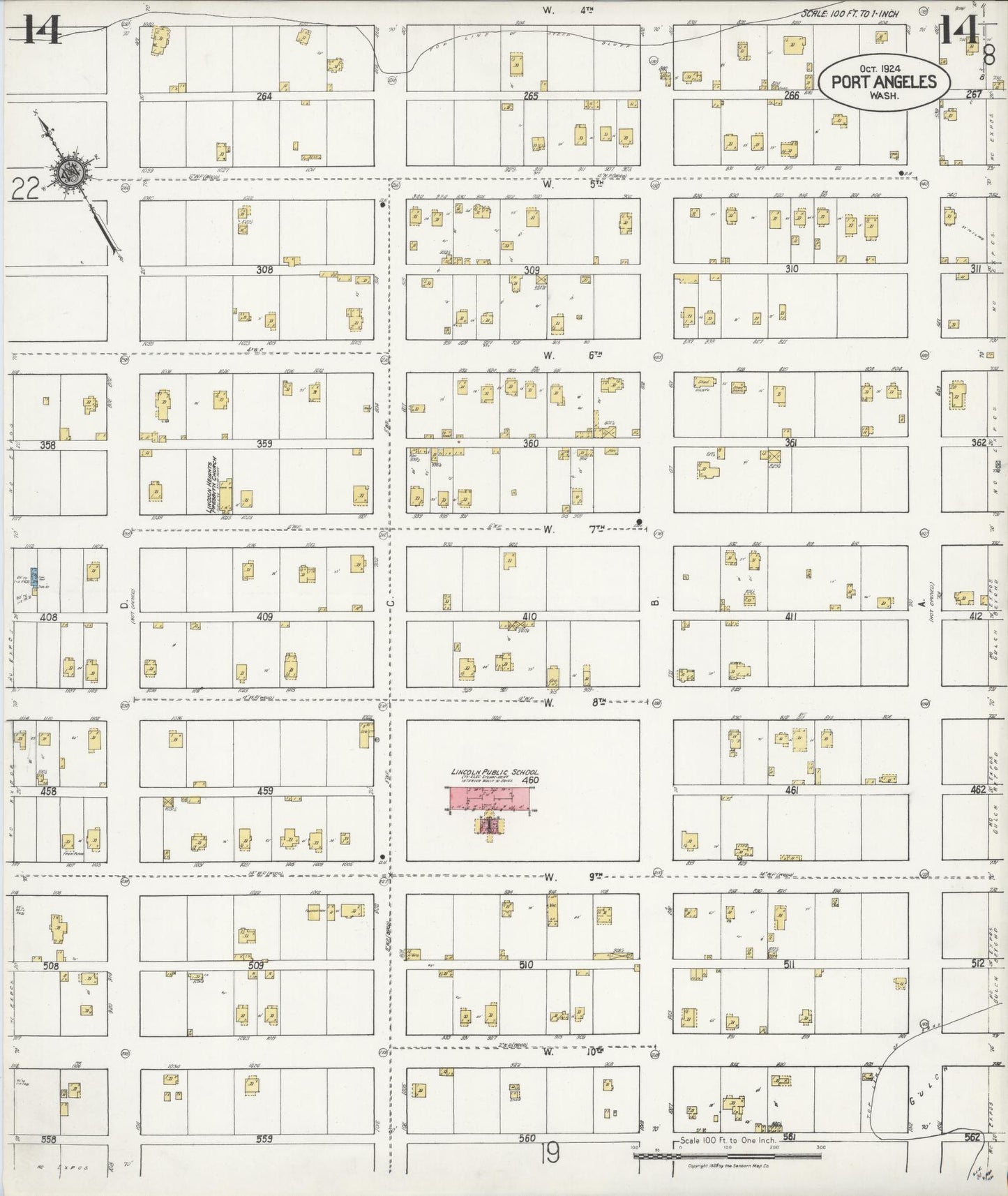 Sanborn Fire Insurance Map from Port Angeles, Clallam County, Washington (1924), Sheet #0014 - Complete Map Set gallery image, historic Sanborn map, vintage wall art, Washington Washington