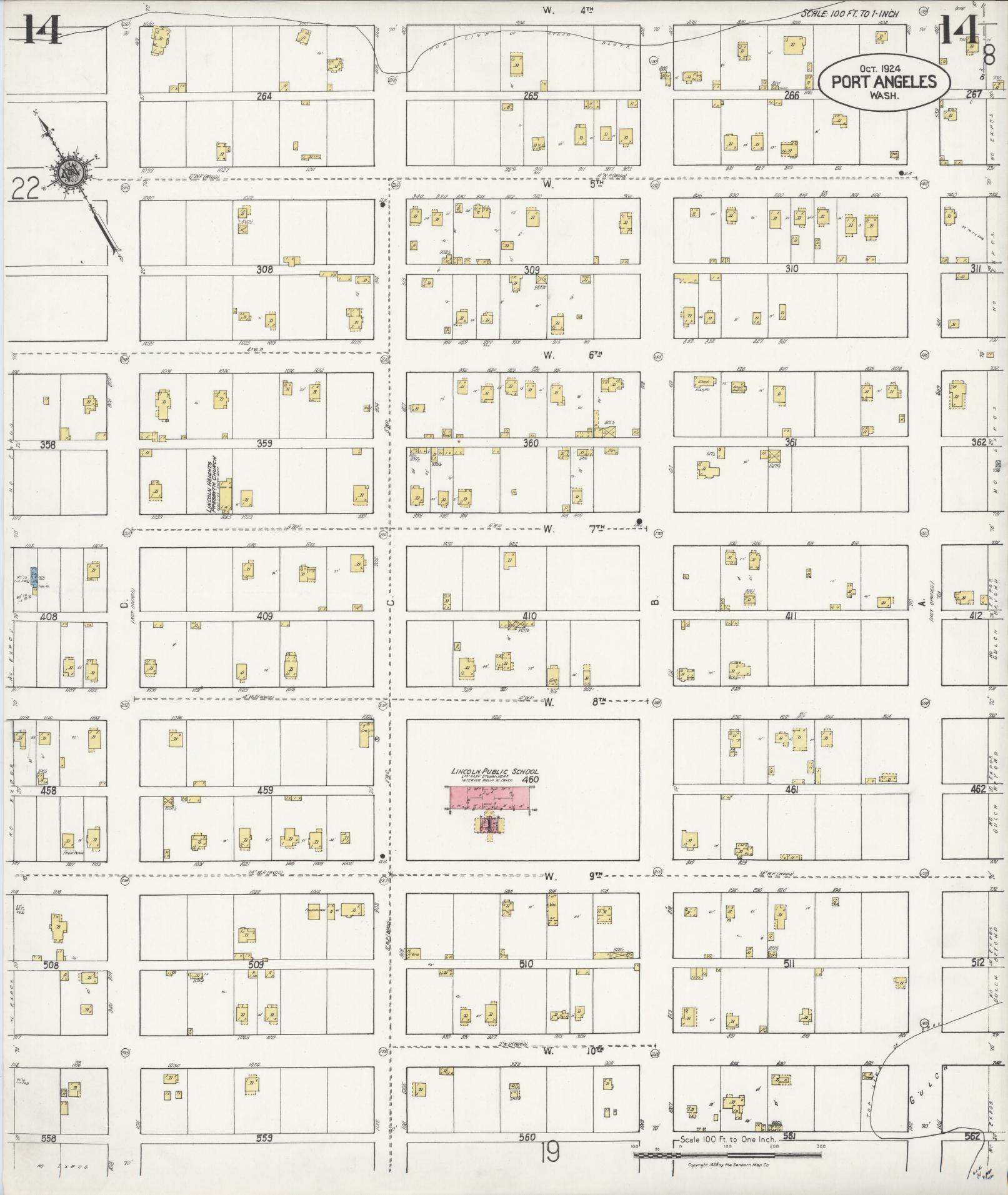 Sanborn Fire Insurance Map from Port Angeles, Clallam County, Washington (1924), Sheet #0014 - Complete Map Set gallery image, historic Sanborn map, vintage wall art, Washington Washington