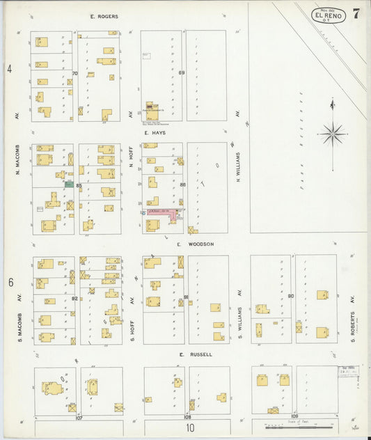 Sanborn Fire Insurance Map from El Reno, Canadian County, Oklahoma (1901), Sheet #0007 - Historic Sanborn Fire Insurance Map Print, vintage old map wall art, antique decor, genealogy gift, Oklahoma Oklahoma map