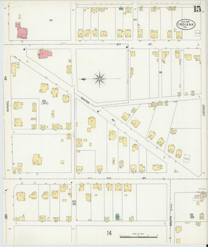 Sanborn Fire Insurance Map from Indiana, Indiana County, Pennsylvania (1903), Sheet #0015 - Historic Sanborn Fire Insurance Map Print, vintage old map wall art, antique decor, genealogy gift, Pennsylvania Pennsylvania map