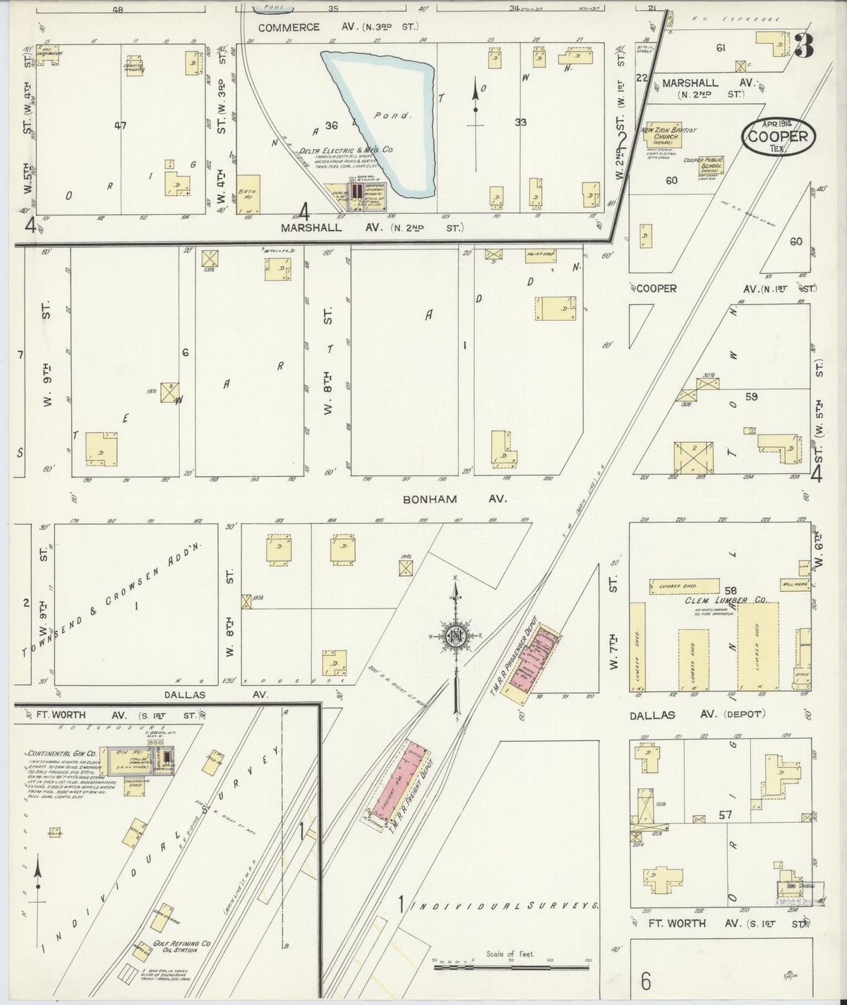 Sanborn Fire Insurance Map from Cooper, Delta County, Texas (1914), Sheet #0003 - Historic Sanborn Fire Insurance Map Print, vintage old map wall art, antique decor, genealogy gift, Texas Texas map