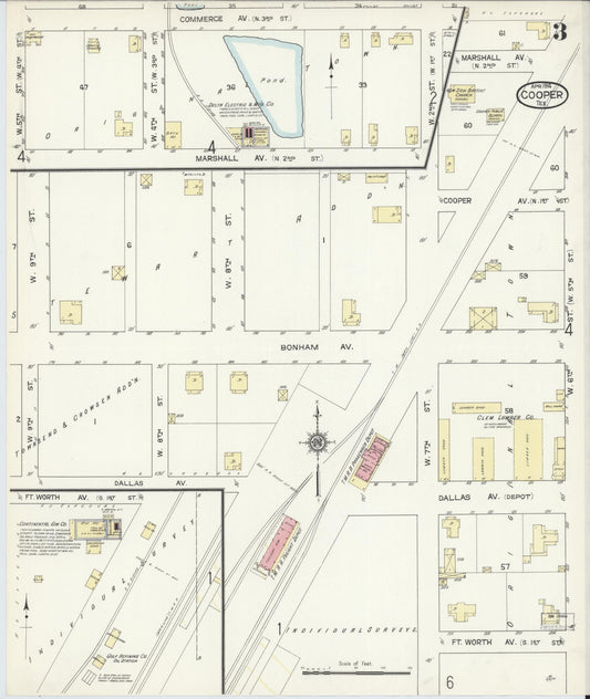 Sanborn Fire Insurance Map from Cooper, Delta County, Texas (1914), Sheet #0003 - Historic Sanborn Fire Insurance Map Print, vintage old map wall art, antique decor, genealogy gift, Texas Texas map