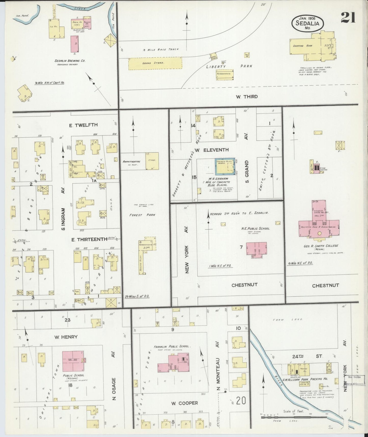Sanborn Fire Insurance Map from Sedalia, Pettis County, Missouri (1908), Sheet #0021 - Complete Map Set gallery image, historic Sanborn map, vintage wall art, Missouri Missouri