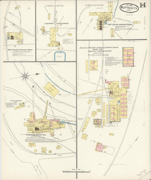 Sanborn Fire Insurance Map from Butte, Silver Bow County, Montana (1890), Sheet #0014 - Historic Sanborn Fire Insurance Map Print, vintage old map wall art, antique decor, genealogy gift, Montana Montana map