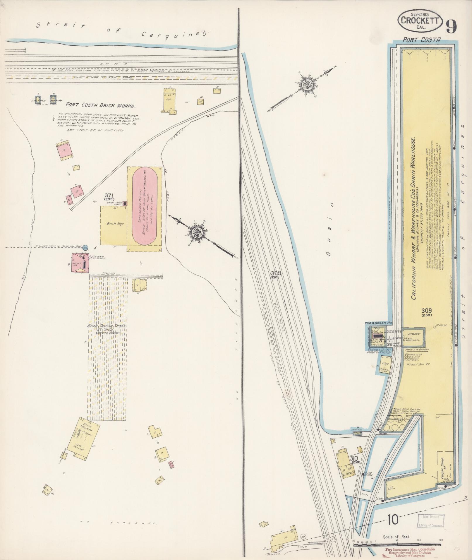 Sanborn Fire Insurance Map from Crockett, Contra Costa County, California (1913), Sheet #0009 - Complete Map Set gallery image, historic Sanborn map, vintage wall art, California California