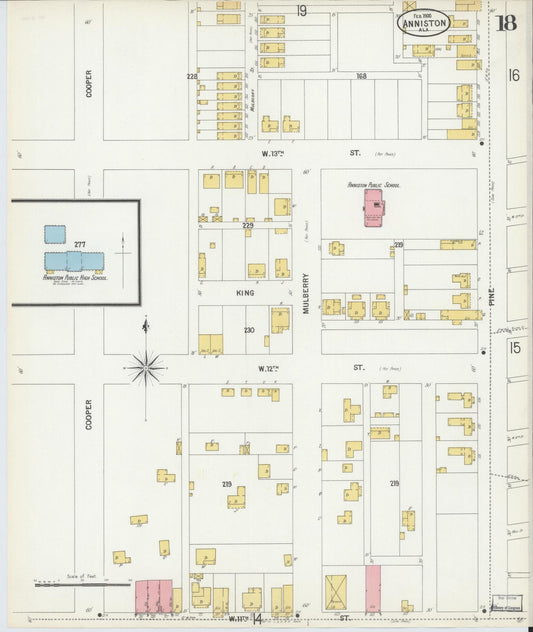 Sanborn Fire Insurance Map from Anniston, Calhoun County, Alabama (1900), Sheet #0018 - Historic Sanborn Fire Insurance Map Print, vintage old map wall art, antique decor, genealogy gift, Alabama Alabama map