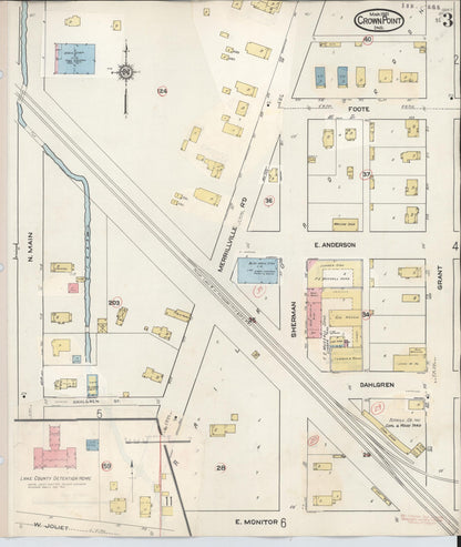 Sanborn Fire Insurance Map from Crown Point, Lake County, Indiana (1948), Sheet #0003 - Historic Sanborn Fire Insurance Map Print, vintage old map wall art, antique decor, genealogy gift, Indiana Indiana map