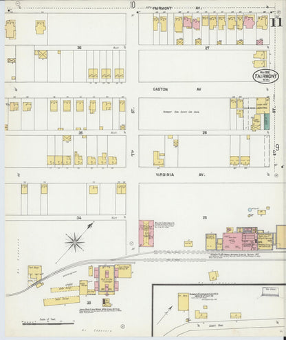 Sanborn Fire Insurance Map from Fairmont, Marion County, West Virginia (1902), Sheet #0011 - Complete Map Set gallery image, historic Sanborn map, vintage wall art, West Virginia West Virginia