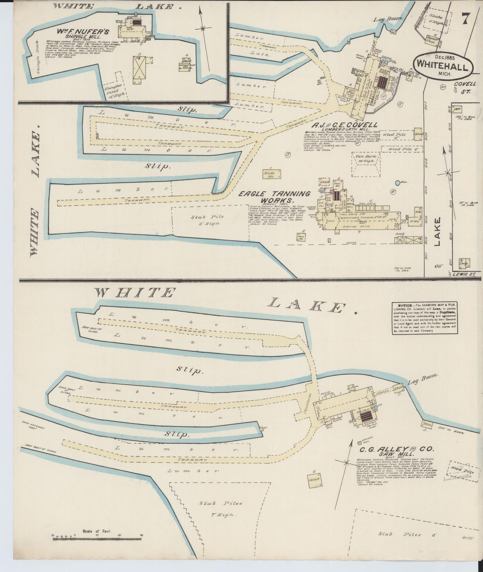 Sanborn Fire Insurance Map from Montague, Muskegon County, Michigan (1883), Sheet #0007 - Complete Map Set gallery image, historic Sanborn map, vintage wall art, Michigan Michigan