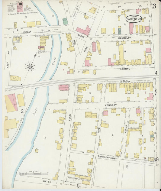 Sanborn Fire Insurance Map from Tarentum, Allegheny County, Pennsylvania (1897), Sheet #0003 - Historic Sanborn Fire Insurance Map Print, vintage old map wall art, antique decor, genealogy gift, Pennsylvania Pennsylvania map