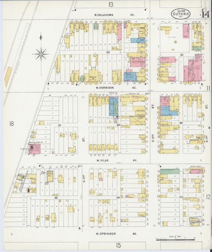 Sanborn Fire Insurance Map from Guthrie, Logan County, Oklahoma (1898), Sheet #0014 - Complete Map Set gallery image, historic Sanborn map, vintage wall art, Oklahoma Oklahoma