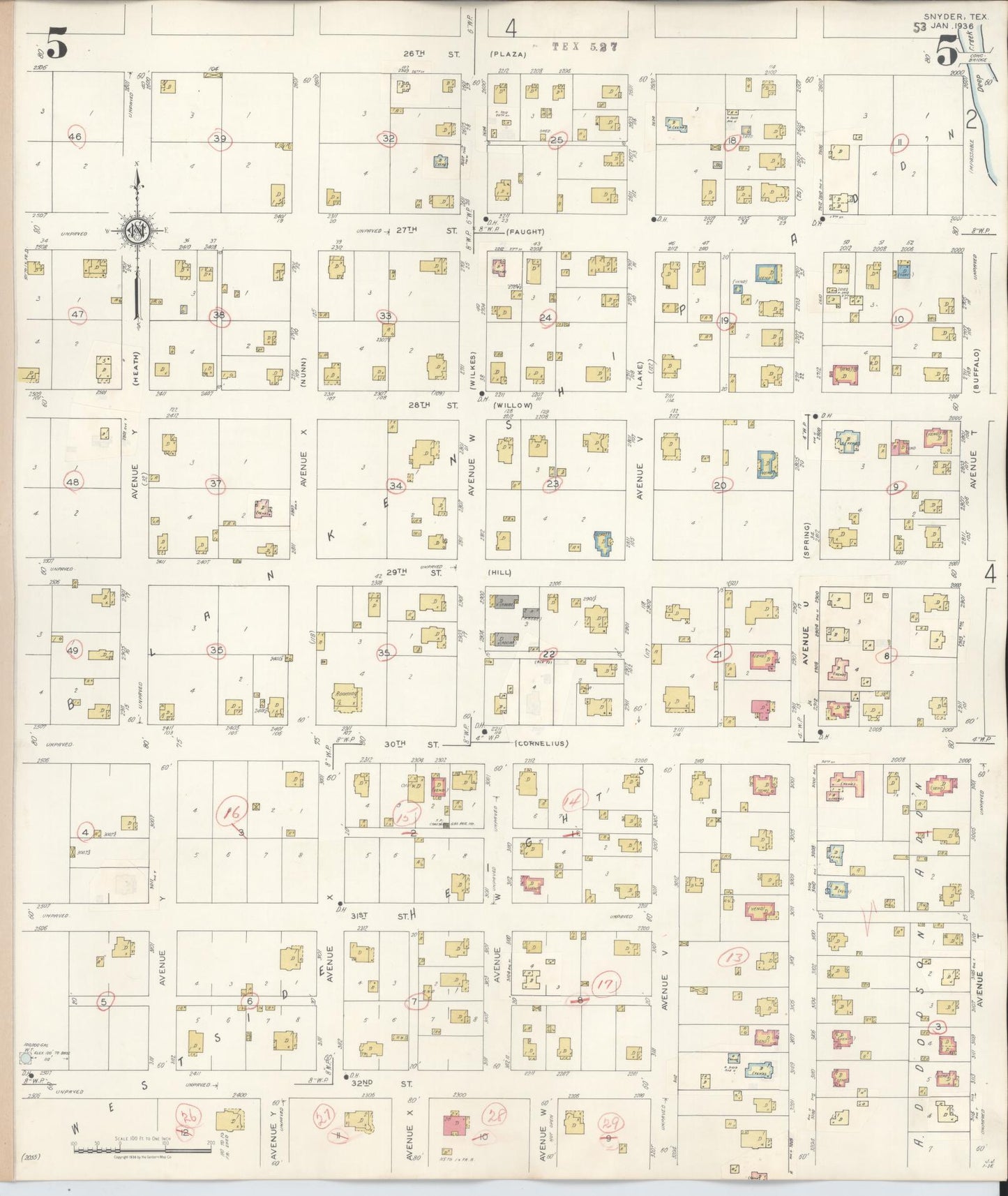 Sanborn Fire Insurance Map from Snyder, Scurry County, Texas (1942), Sheet #0005 - Complete Map Set gallery image, historic Sanborn map, vintage wall art, Texas Texas