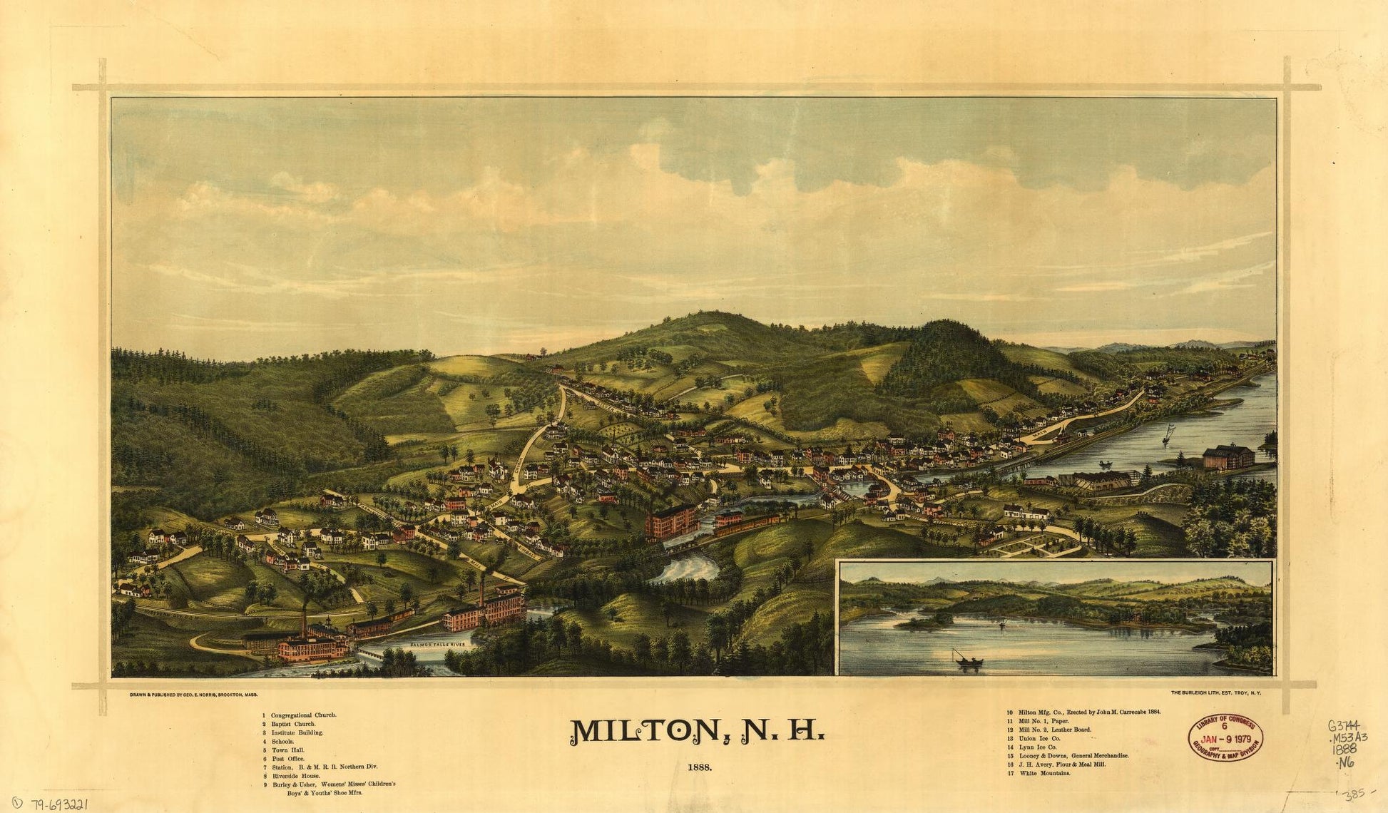 Milton, N.H., 1888 (1888) – Historic Bird’s-Eye View Panorama Print