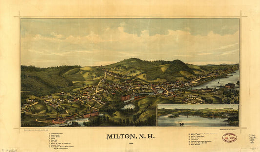 Milton, N.H., 1888 (1888) – Historic Bird’s-Eye View Panorama Print