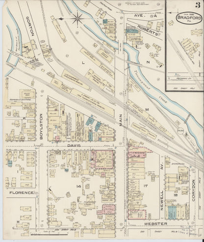 Sanborn Fire Insurance Map from Bradford, McKean County, Pennsylvania (1886), Sheet #0003 - Complete Map Set gallery image, historic Sanborn map, vintage wall art, Pennsylvania Pennsylvania