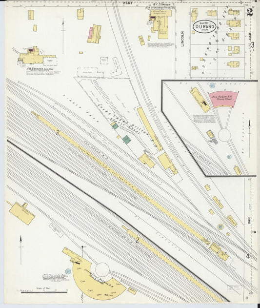 Sanborn Fire Insurance Map from Durand, Shiawassee County, Michigan (1901), Sheet #0002 - Historic Sanborn Fire Insurance Map Print, vintage old map wall art, antique decor, genealogy gift, Michigan Michigan map