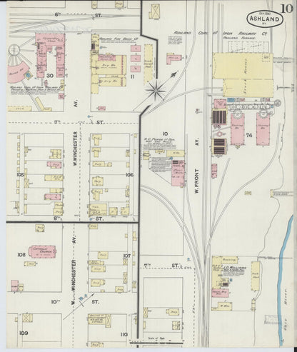 Sanborn Fire Insurance Map from Ashland, Boyd County, Kentucky (1890), Sheet #0010 - Complete Map Set gallery image, historic Sanborn map, vintage wall art, Kentucky Kentucky