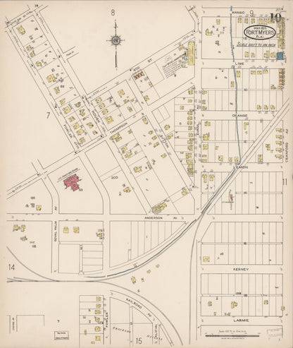 Sanborn Fire Insurance Map from Fort Myers, Lee County, Florida (1922), Sheet #0010 - Complete Map Set gallery image, historic Sanborn map, vintage wall art, Florida Florida