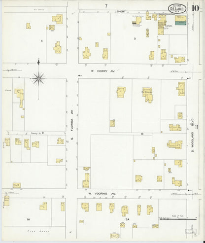 Sanborn Fire Insurance Map from De Land, Volusia County, Florida (1909), Sheet #0010 - Complete Map Set gallery image, historic Sanborn map, vintage wall art, Florida Florida
