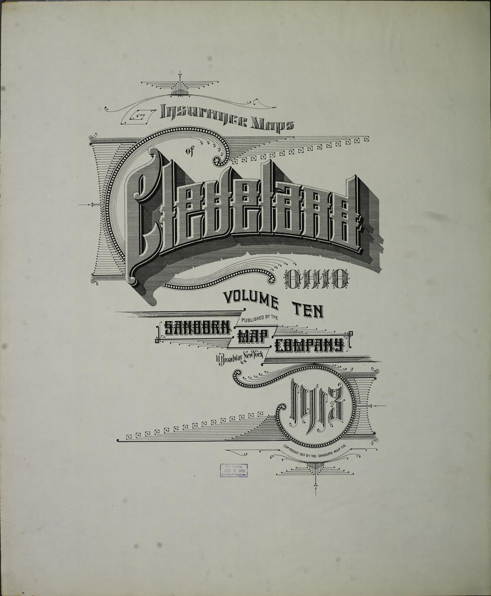 Sanborn Fire Insurance Map from Cleveland, Cuyahoga County, Ohio (1913), Sheet #0001 - Complete Map Set gallery image, historic Sanborn map, vintage wall art, Ohio Ohio