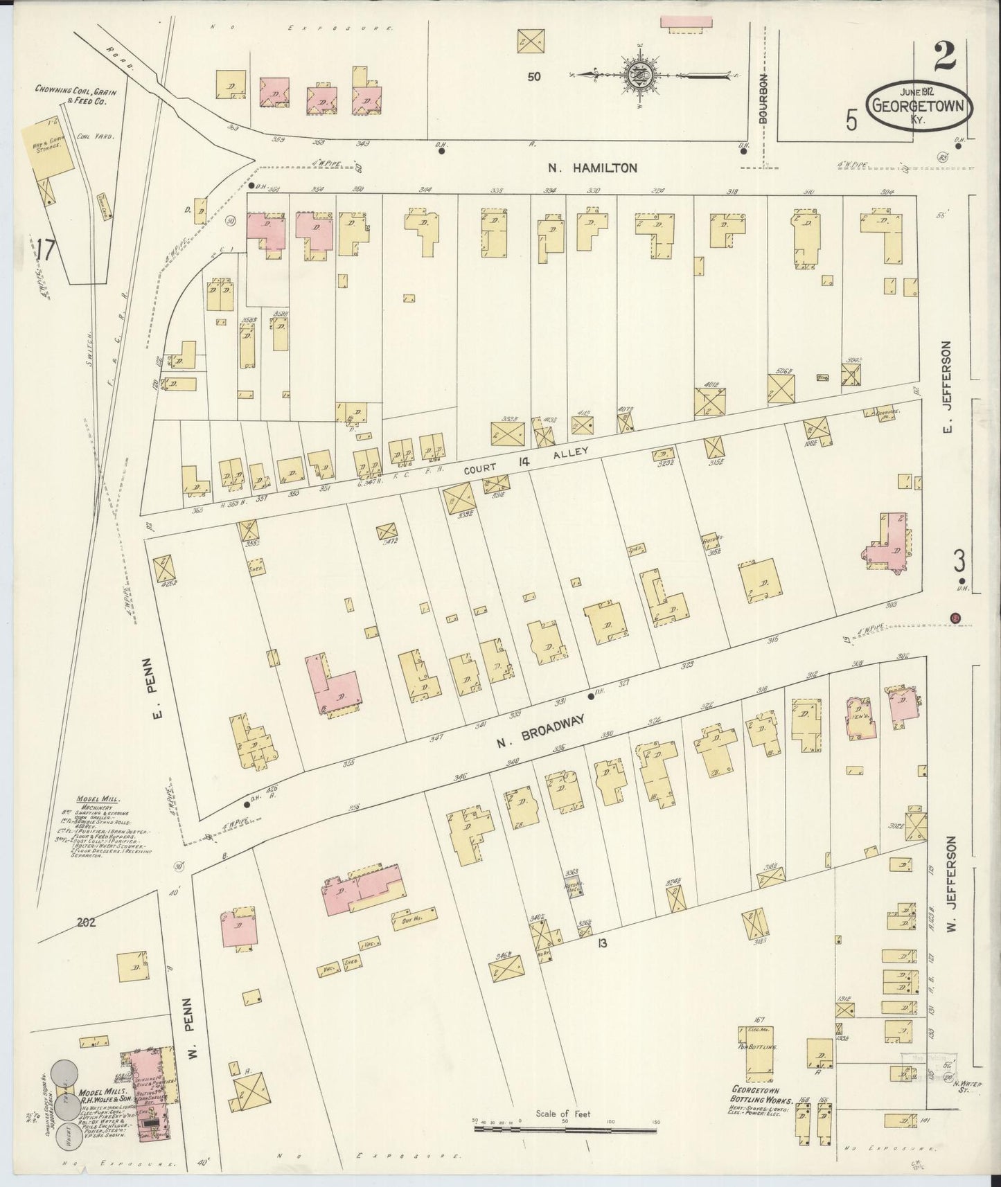 Sanborn Fire Insurance Map from Georgetown, Scott County, Kentucky (1912), Sheet #0002 - Complete Map Set gallery image, historic Sanborn map, vintage wall art, Kentucky Kentucky