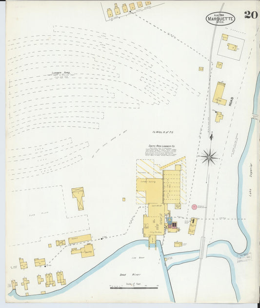 Sanborn Fire Insurance Map from Marquette, Marquette County, Michigan (1904), Sheet #0020 - Historic Sanborn Fire Insurance Map Print, vintage old map wall art, antique decor, genealogy gift, Michigan Michigan map