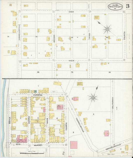 Sanborn Fire Insurance Map from Fayette City, Fayette County, Pennsylvania (1905), Sheet #0003 - Historic Sanborn Fire Insurance Map Print, vintage old map wall art, antique decor, genealogy gift, Pennsylvania Pennsylvania map