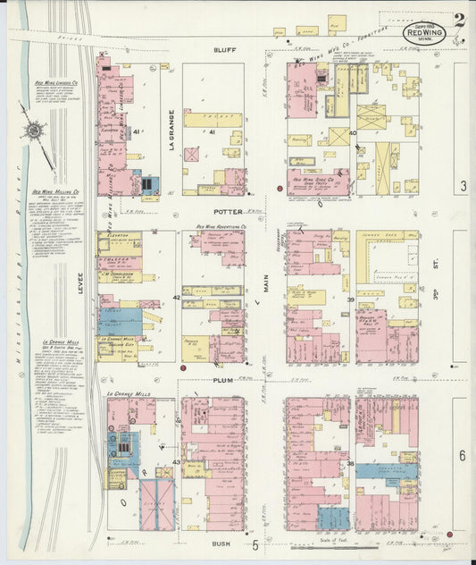 Sanborn Fire Insurance Map from Red Wing, Goodhue County, Minnesota (1910), Sheet #0002 - Historic Sanborn Fire Insurance Map Print, vintage old map wall art, antique decor, genealogy gift, Minnesota Minnesota map