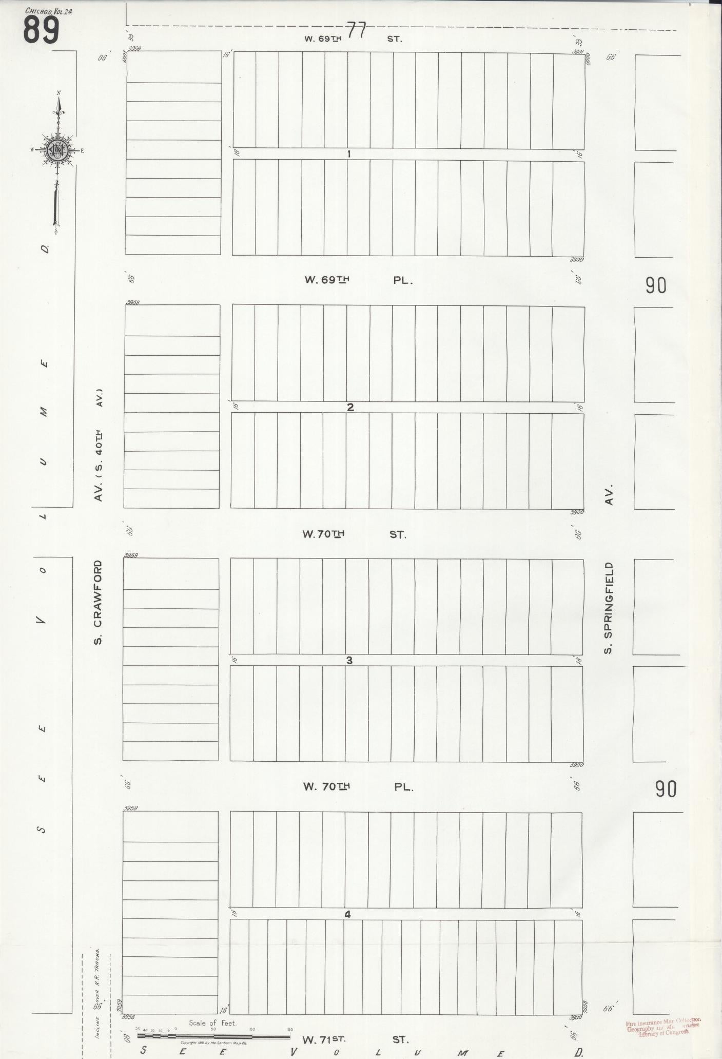Sanborn Fire Insurance Map from Chicago, Cook County, Illinois (1920), Sheet #0089 - Historic Sanborn Fire Insurance Map Print, vintage old map wall art, antique decor, genealogy gift, Illinois Illinois map
