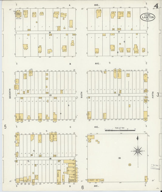 Sanborn Fire Insurance Map from Lawton, Comanche County, Oklahoma (1904), Sheet #0004 - Historic Sanborn Fire Insurance Map Print, vintage old map wall art, antique decor, genealogy gift, Oklahoma Oklahoma map