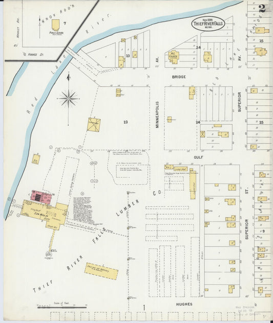 Sanborn Fire Insurance Map from Thief River Falls, Pennington County, Minnesota (1899), Sheet #0002 - Historic Sanborn Fire Insurance Map Print, vintage old map wall art, antique decor, genealogy gift, Minnesota Minnesota map