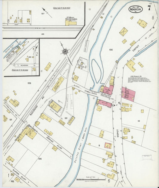 Sanborn Fire Insurance Map from Marion, Smyth County, Virginia (1921), Sheet #0007 - Historic Sanborn Fire Insurance Map Print, vintage old map wall art, antique decor, genealogy gift, Virginia Virginia map