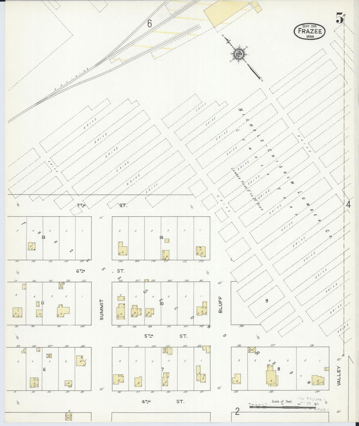 Sanborn Fire Insurance Map from Frazee, Becker County, Minnesota (1914), Sheet #0005 - Complete Map Set gallery image, historic Sanborn map, vintage wall art, Minnesota Minnesota