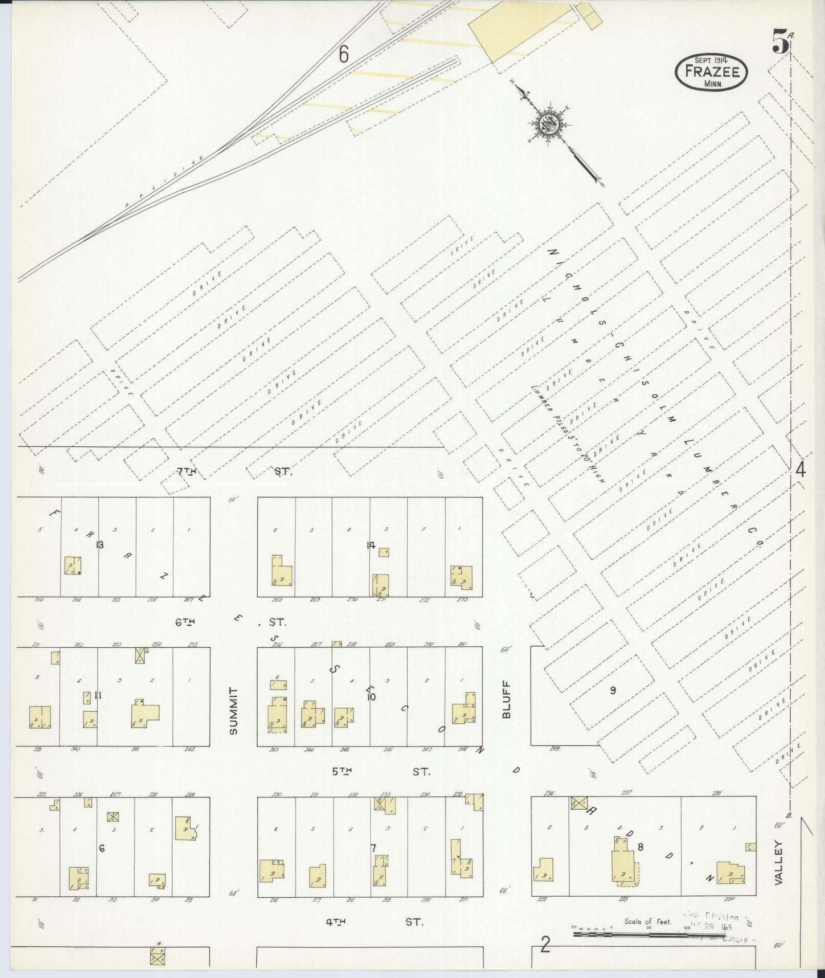 Sanborn Fire Insurance Map from Frazee, Becker County, Minnesota (1914), Sheet #0005 - Complete Map Set gallery image, historic Sanborn map, vintage wall art, Minnesota Minnesota