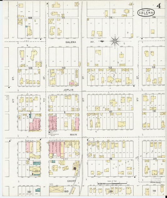 Sanborn Fire Insurance Map from Galena, Cherokee County, Kansas (1894), Sheet #0004 - Historic Sanborn Fire Insurance Map Print, vintage old map wall art, antique decor, genealogy gift, Kansas Kansas map