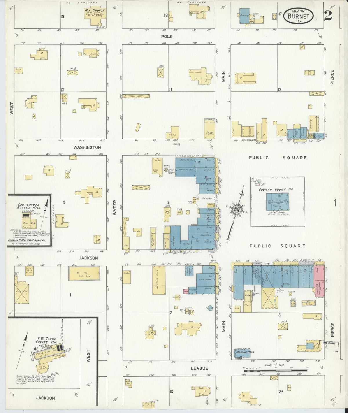 Sanborn Fire Insurance Map from Burnet, Burnet County, Texas (1912), Sheet #0002 - Complete Map Set gallery image, historic Sanborn map, vintage wall art, Texas Texas