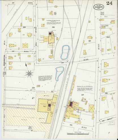 Sanborn Fire Insurance Map from Ardmore, Carter County, Oklahoma (1907), Sheet #0024 - Complete Map Set gallery image, historic Sanborn map, vintage wall art, Oklahoma Oklahoma