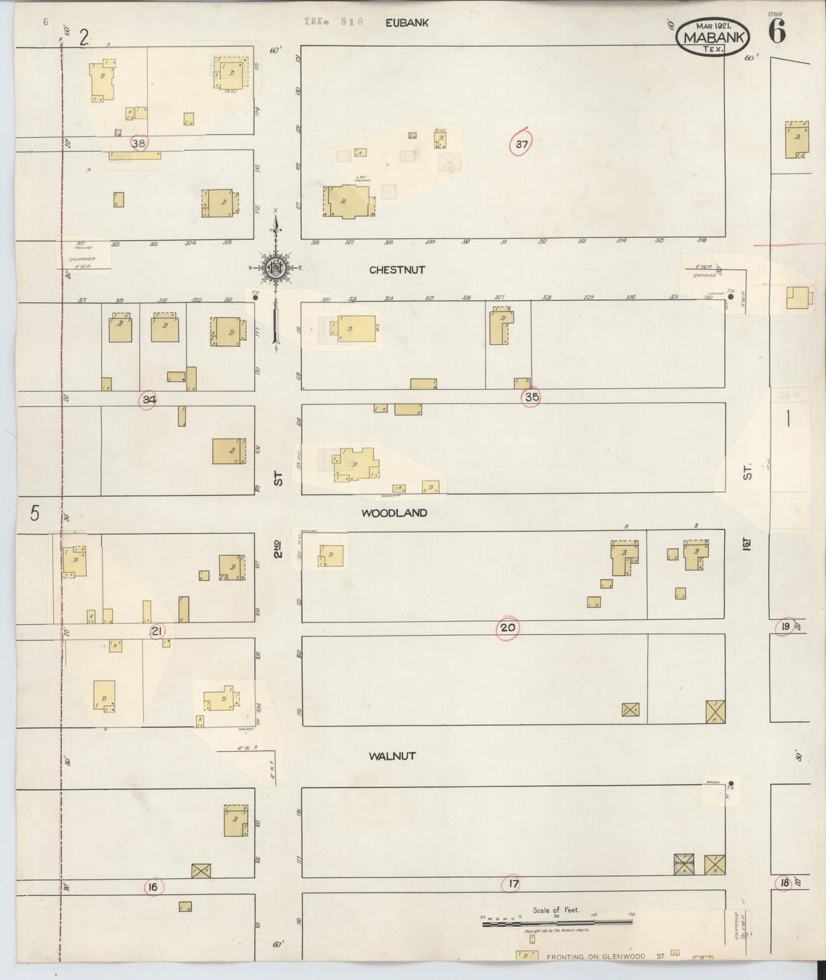 Sanborn Fire Insurance Map from Mabank, Kaufman County, Texas (1934), Sheet #0006 - Complete Map Set gallery image, historic Sanborn map, vintage wall art, Texas Texas