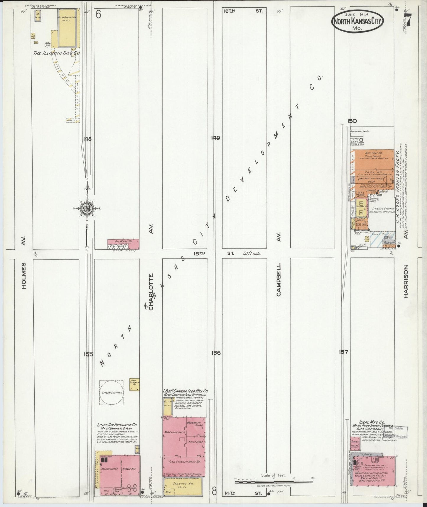 Sanborn Fire Insurance Map from North Kansas City, Clay County, Missouri (1918), Sheet #0007 - Complete Map Set gallery image, historic Sanborn map, vintage wall art, Kansas Kansas