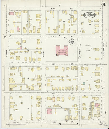 Sanborn Fire Insurance Map from Philipsburg, Centre County, Pennsylvania (1897), Sheet #0004 - Historic Sanborn Fire Insurance Map Print, vintage old map wall art, antique decor, genealogy gift, Pennsylvania Pennsylvania map