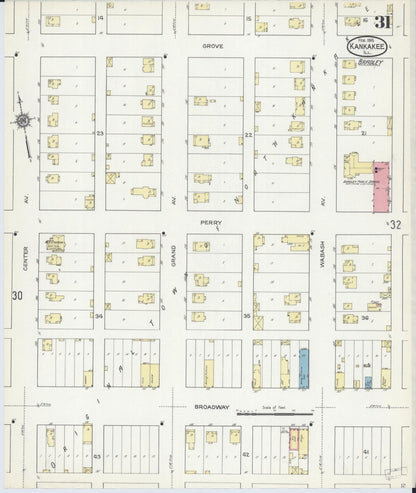 Sanborn Fire Insurance Map from Kankakee, Kankakee County, Illinois (1914), Sheet #0031 - Complete Map Set gallery image, historic Sanborn map, vintage wall art, Illinois Illinois