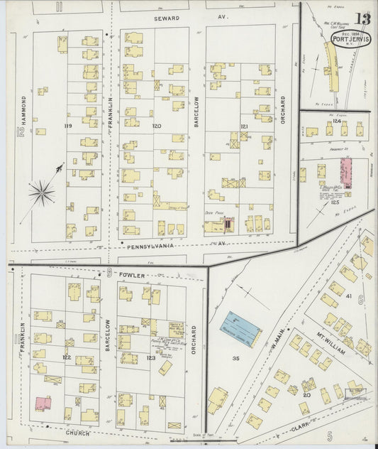Sanborn Fire Insurance Map from Port Jervis, Orange County, New York (1894), Sheet #0013 - Historic Sanborn Fire Insurance Map Print, vintage old map wall art, antique decor, genealogy gift, New York New York map