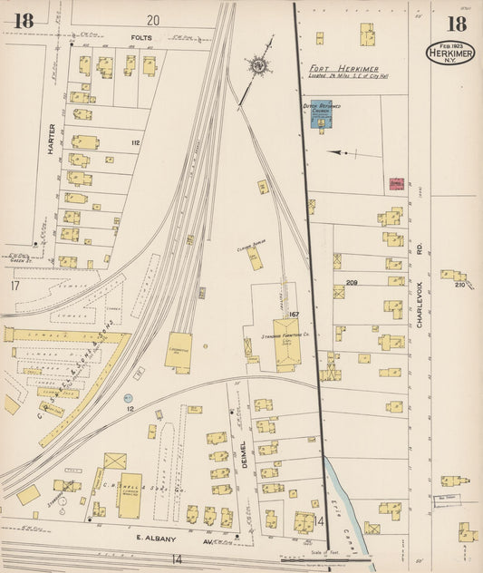 Sanborn Fire Insurance Map from Herkimer, Herkimer County, New York (1923), Sheet #0018 - Historic Sanborn Fire Insurance Map Print, vintage old map wall art, antique decor, genealogy gift, New York New York map