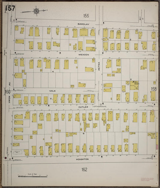 Sanborn Fire Insurance Map from Worcester, Worcester County, Massachusetts (1910), Sheet #0157 - Historic Sanborn Fire Insurance Map Print, vintage old map wall art, antique decor, genealogy gift, Massachusetts Massachusetts map