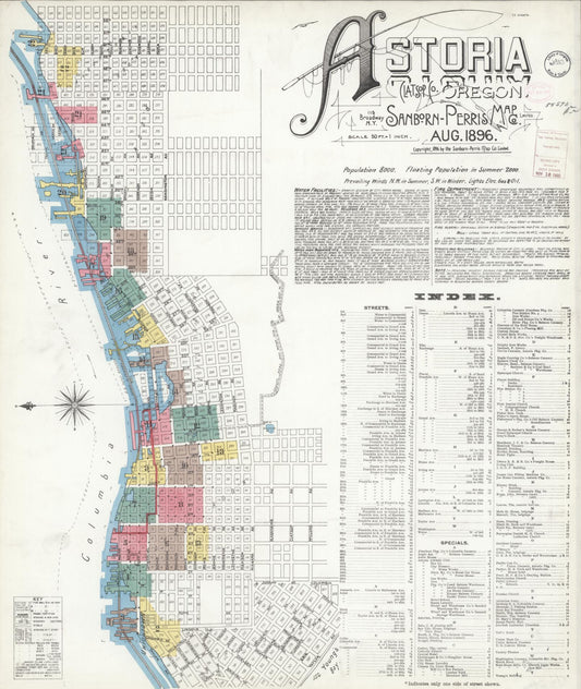 Sanborn Fire Insurance Map from Astoria, Clatsop County, Oregon (1896), Sheet #0001 - Complete Map Set gallery image, historic Sanborn map, vintage wall art, Oregon Oregon